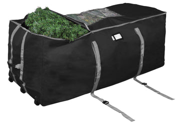 Rolling Christmas Tree Storage Bag, Fits Up to 9 Foot Tall Disassembled Trees, 25" X 25" X 60", Extra Large Heavy