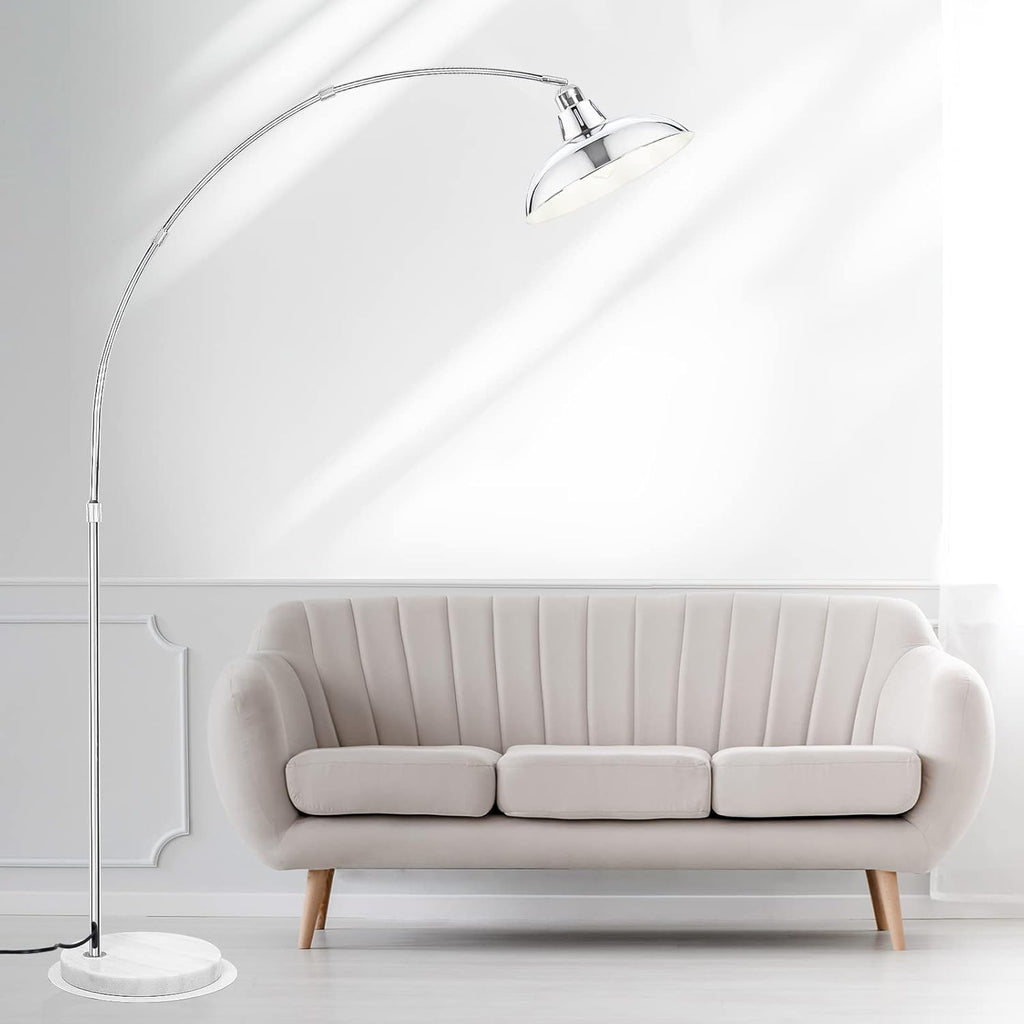 Modern 77" Arc Floor Lamp - Adjustable Sliver Standing Lamp, Rotatable Arch Metal Pole Task Lamp Ove
