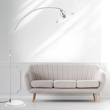 Modern 77" Arc Floor Lamp - Adjustable Sliver Standing Lamp, Rotatable Arch Metal Pole Task Lamp Ove