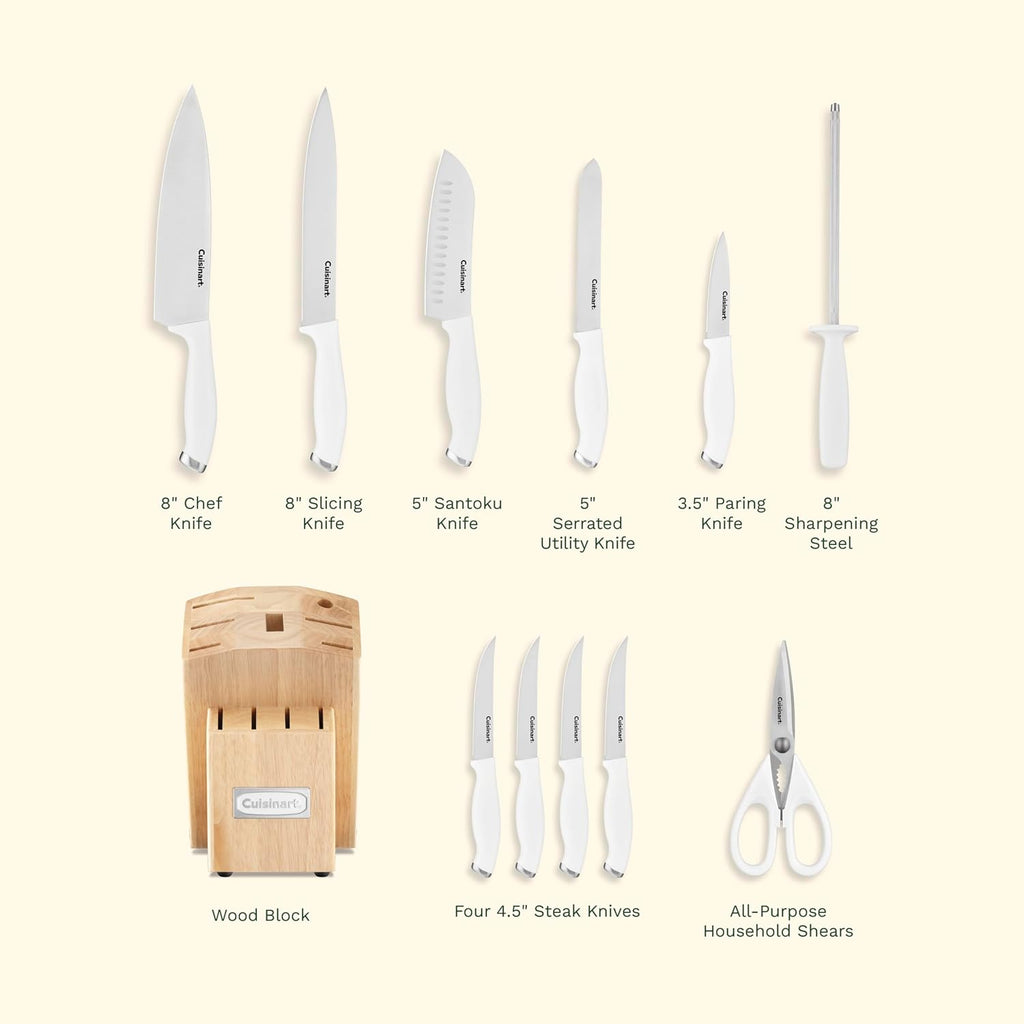 Block Knife Set, 12pc Cutlery Knife Set with Steel Blades for Precise Cutting, Lightweight, Stainless Steel, Durable