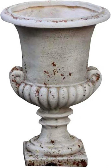 Vintage European Garden Urn Planter, Cement and Fiber Flower Pot, 19.7 Inche Tall, Make Rust Finished, Delivered from