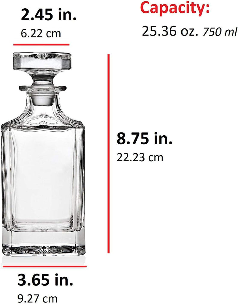 Clarion Square Whiskey Decanter with Glass Stopper for Wine, Bourbon, Brandy, Liquor, Juice 25 oz