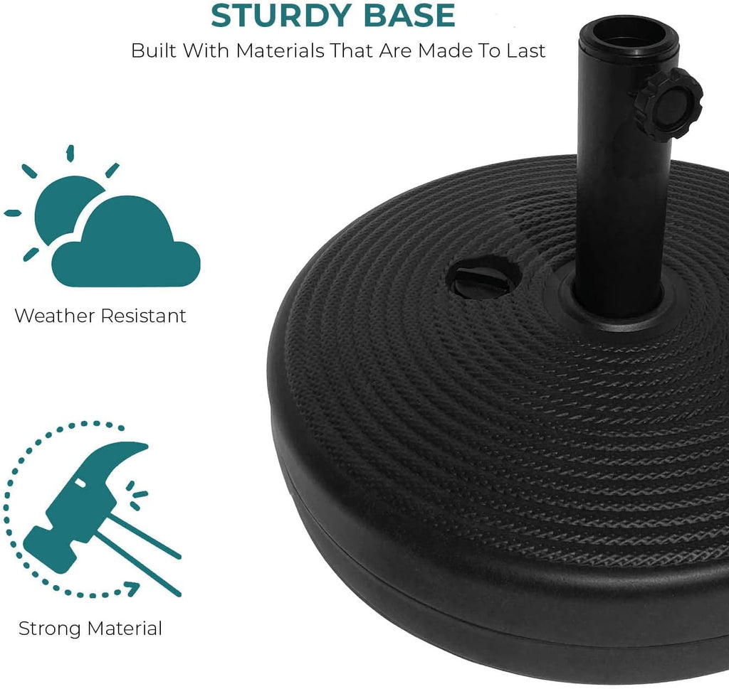 17L Round 18" Water/Sand Fillable Patio Outdoor Umbrella Base Stand w/Handle Carrier - Backyard Expressions
