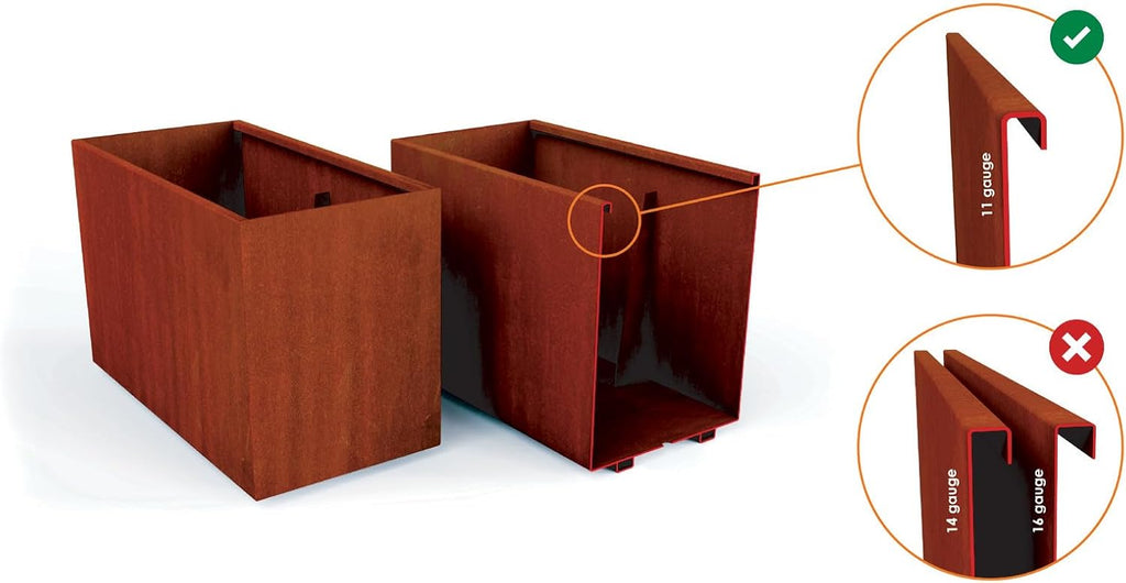 Extra Large Corten Steel Planter - 42x36 Large Round Planters for Outdoor Plants - Modern Metal Statement Piece for