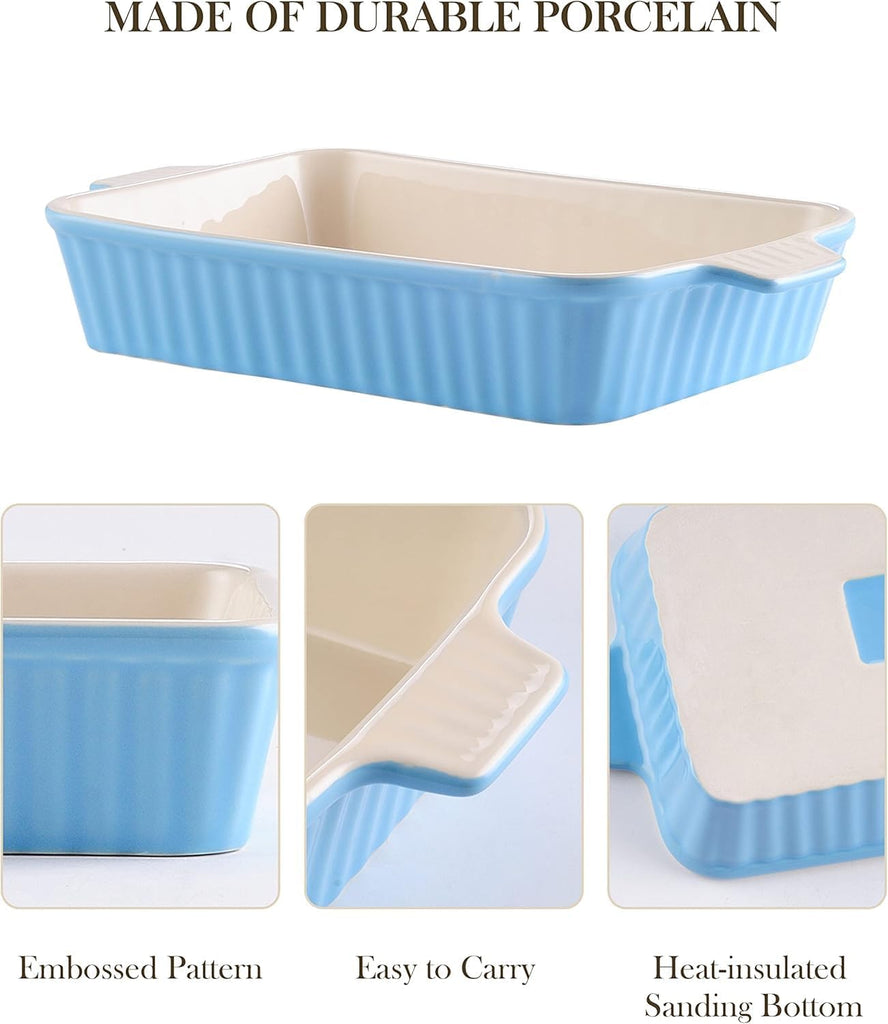 Casserole Dishes for Oven, Ceramic Bakeware Set of 4, Blue | Deep Lasagna Pans for Versatile Use, Durable Bakeware