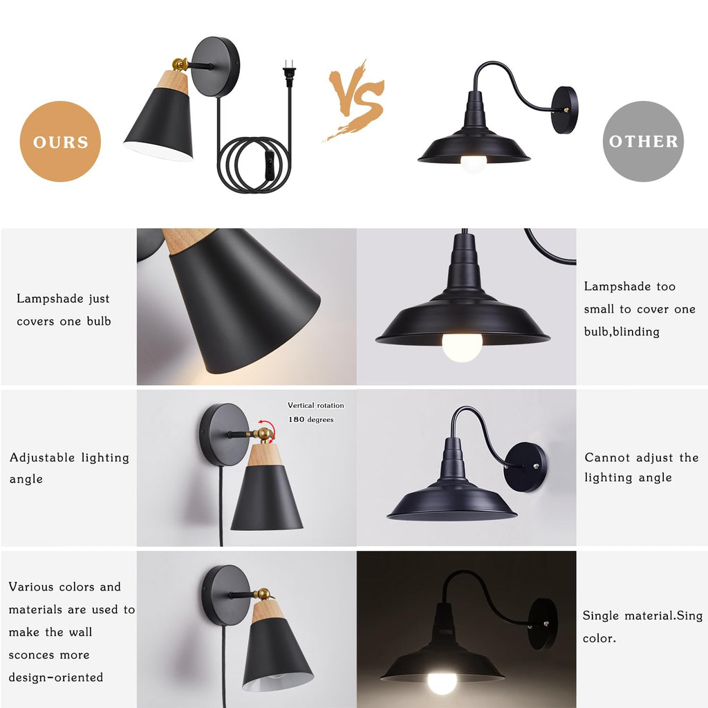 Black Plug in Wall Sconce Plug in Wall Mounted Light