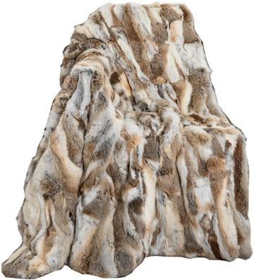Real Fur Blanket Throw for Couch Tan Fur Throw Blanket Fuzzy Fluffy Super Soft Furry Plush Decorative Comfy Shag