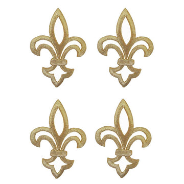 Lot 4Pcs Gold Fleur De Lis Embroidery Iron On Applique Patch - 1 7/8" by 2 5/8"