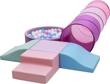 Foam Climbing Blocks with Ball Pit & Crawl Tunnel Toys for Toddlers 1-3