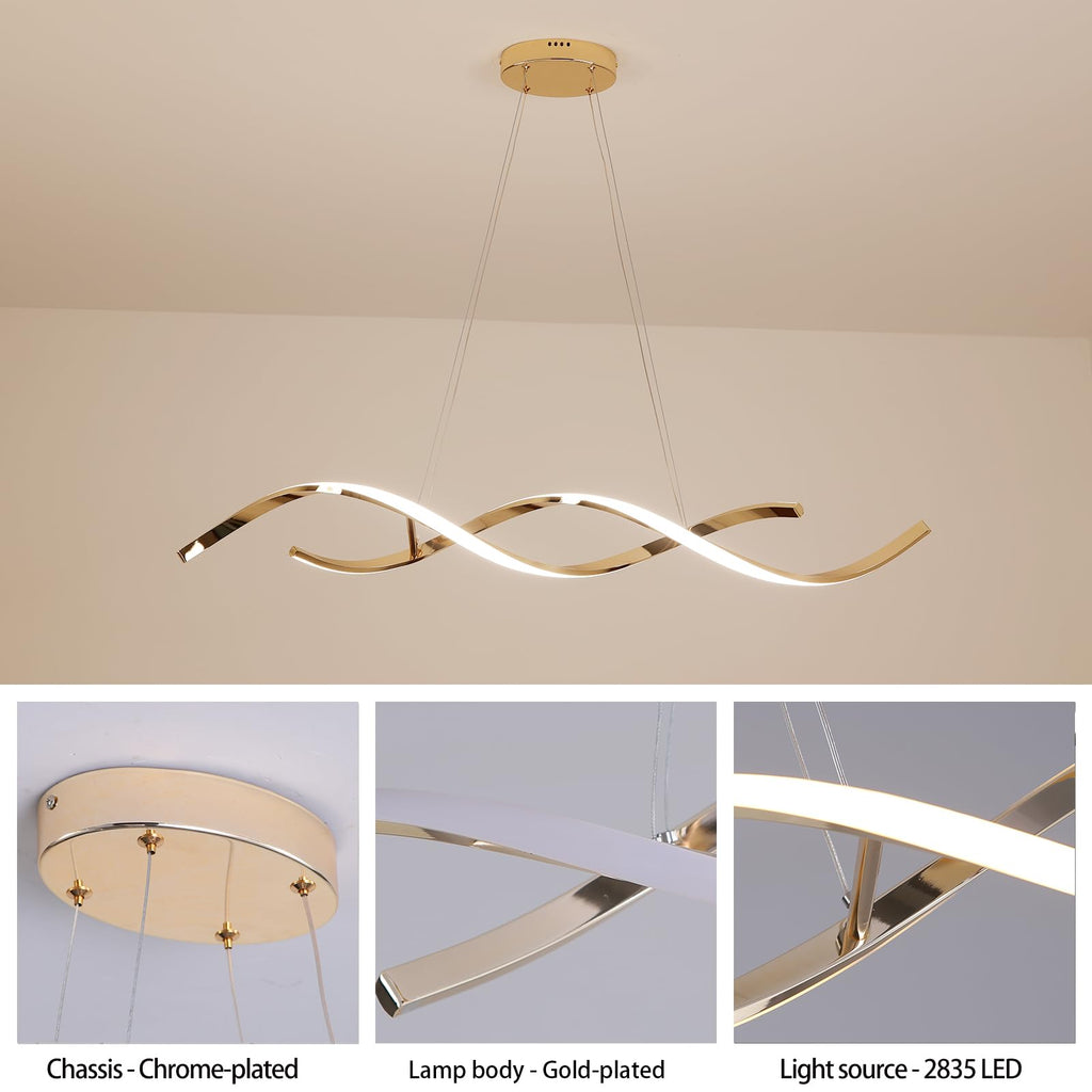 43" LED Chandelier Dimmable Gold Light Dining Room Kitchen