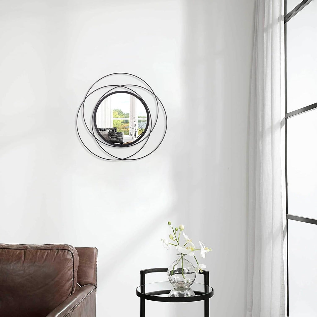 Black Circle Mirror Wall Decorative Metal Wall Mirror, Art Small Round Wall Home Mirror, Decor Living Room Bedroom