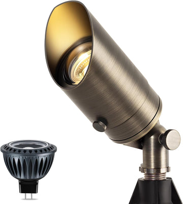 Solid Brass Low Voltage Landscape Spotlights, 12V Waterproof Outdoor Spot Lights, Wired Heavy Duty Bronze Accent