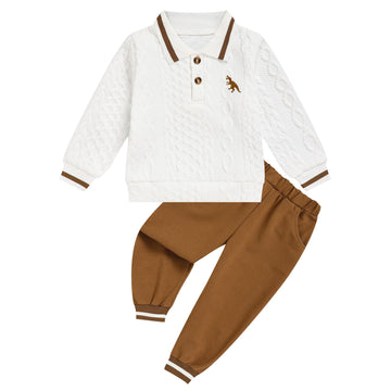 Toddler Boy Outfit Baby Textured Sweatshirt and Pants Set