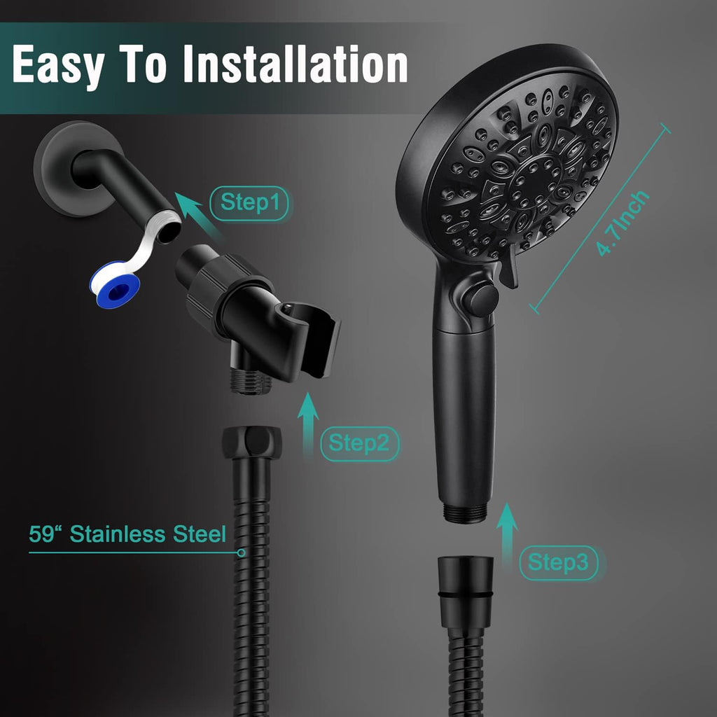 Filtered Shower Head with Handheld, 9 Spray Modes 2.5GPM High Pressure Showerhead with ON OFF Pause Switch