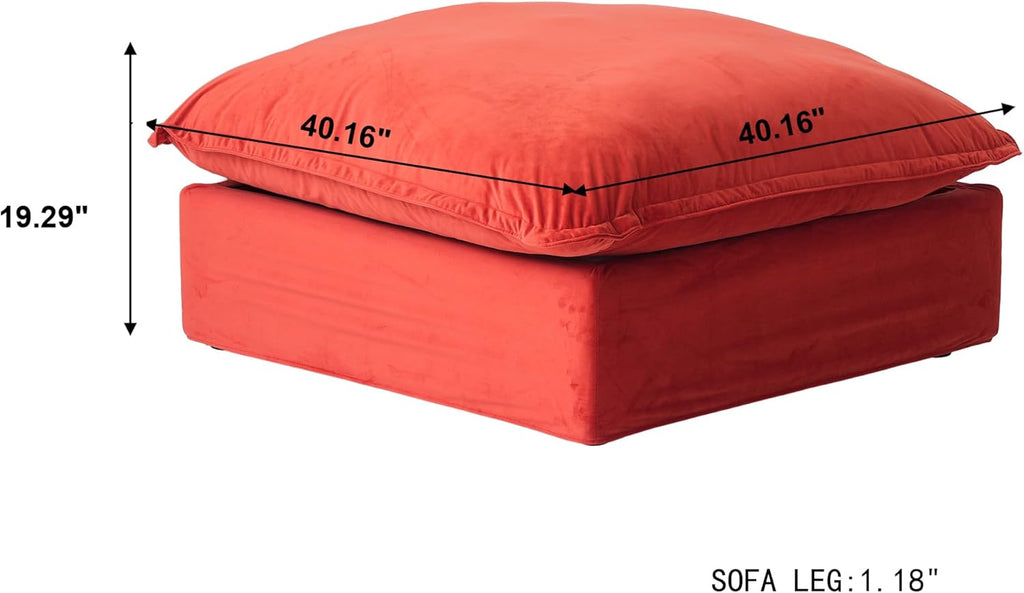 Ottoman Module for Living Room, Cushion Covers Removable, Minimalist Comfy Breathable Ottoman Seater Paired with Sofa Couch for Living Room Apartment, Red
