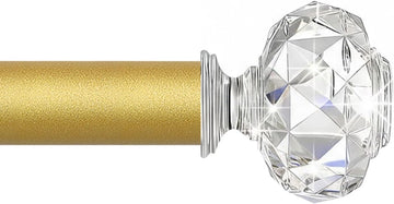 Gold Decorative Crystal Curtain Rods: Heavy Duty Adjustable Window Curtain Rods for Bedroom Living Room