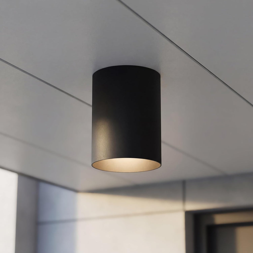 5-Inch Cylinder Outdoor Ceiling Light, 1-Light Modern Flush Mount Ceiling Light Fixture