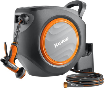 Garden Hose Reel 1/2"x150ft Retractable Water Hose With Metal Bracket | Automatic Rewind, Slow Auto Retraction, Wall
