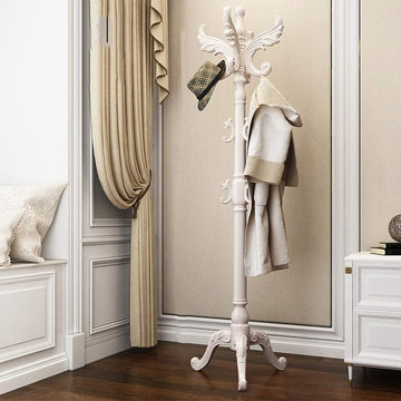 Coat Rack Stand Solid Wood Classical Coat Rack Test Hanger Floor Coat Rack Standing Coat Rack (Color : White)