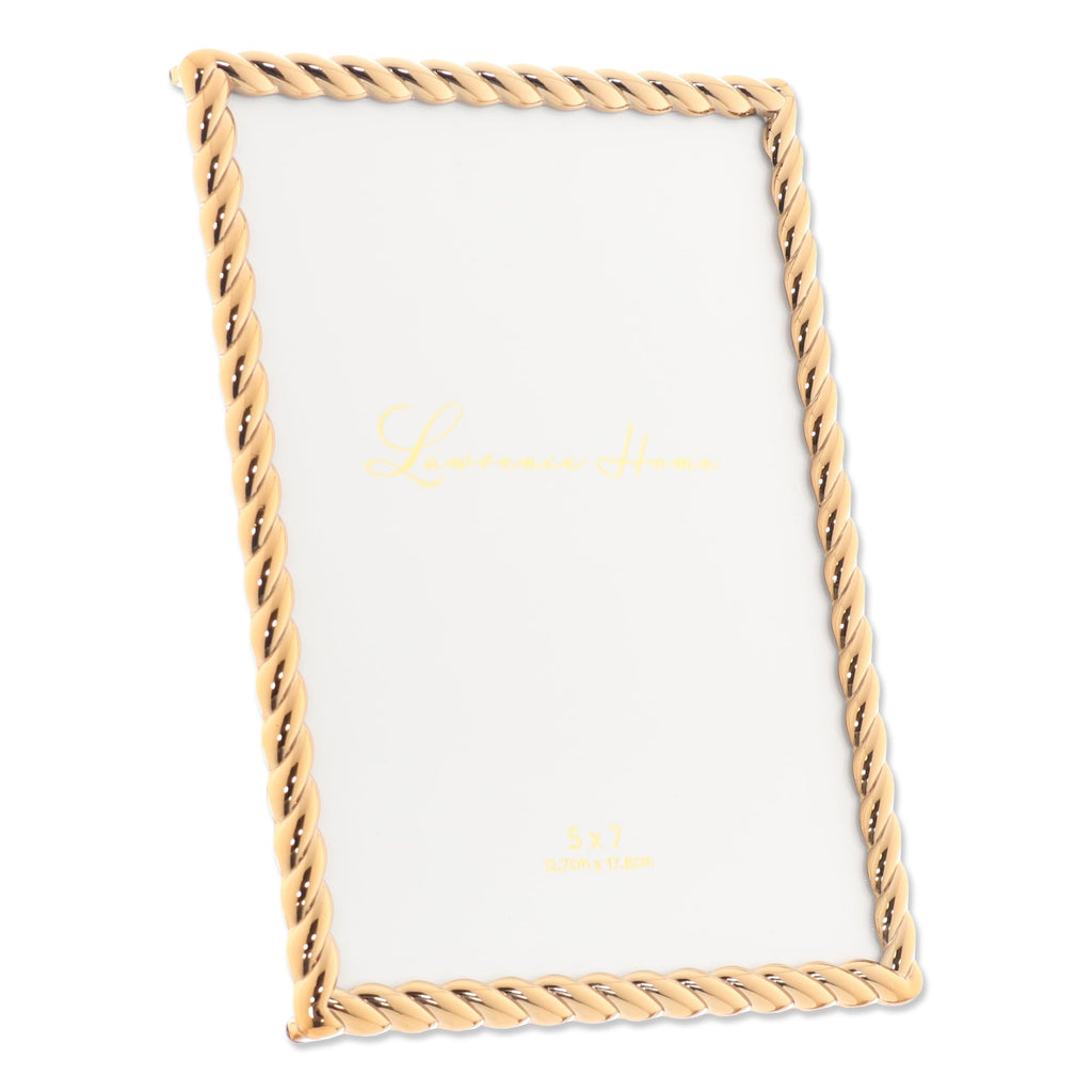 Metal Frame, Rope Design, Gold, 5x7