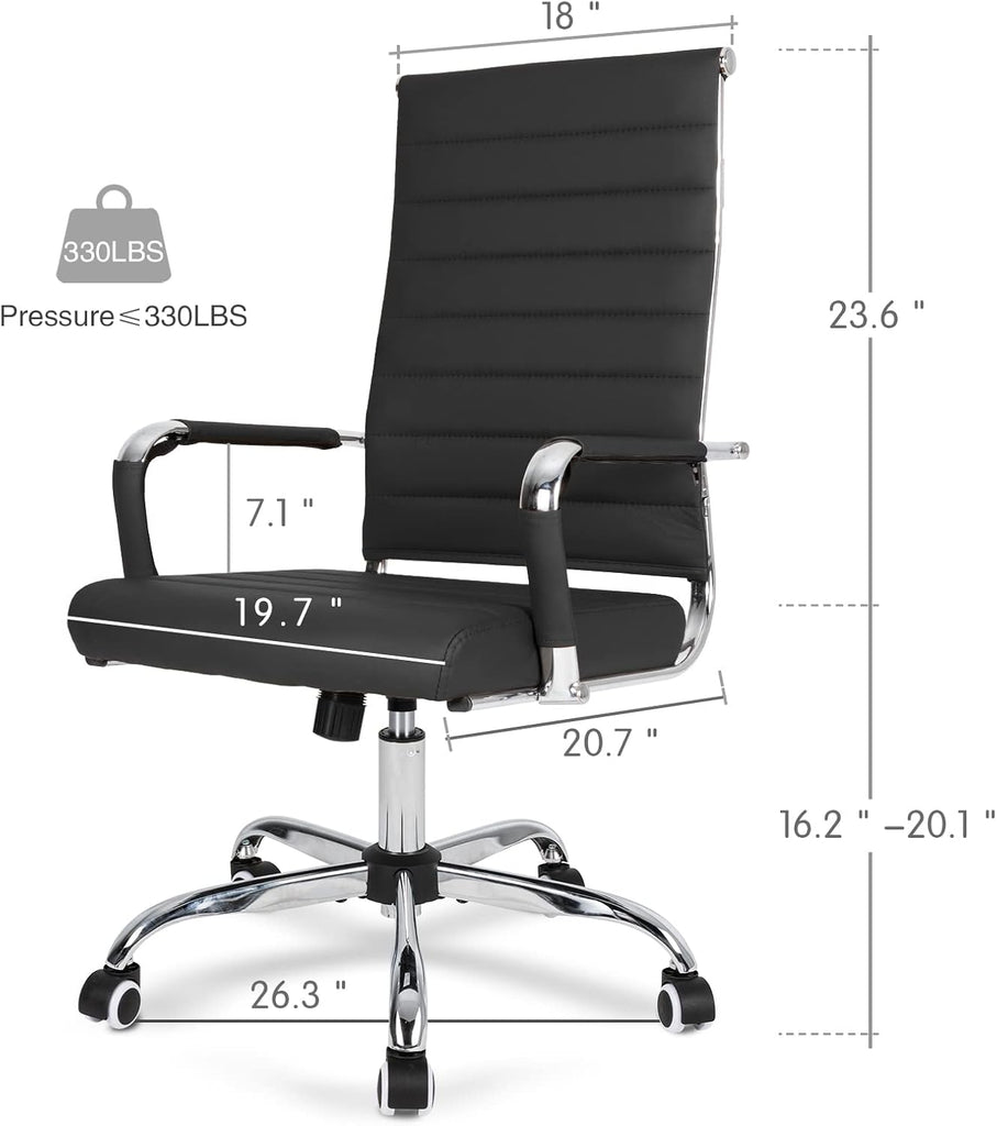 Home Ribbed, Modern Leather Conference Room Chairs, Ergonomic Office Desk Chair, High Back Executive Computer Chair