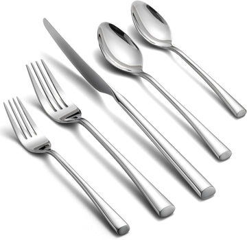 Bailey 20-Piece Forged Silverware Set Stainless Steel Flatware Set,Service for 4,Mirror Polished Cutlery Set