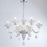 6 Light Crystal Chandelier, Modern Dining Room Lighting Fixture, Clear Pendant Light with Crystal Ball for Bedroom Livingroom, D26xW26xH18, E12 Socket A100-B0DSPFQD2H