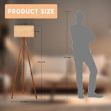 Wood Tripod Floor Lamp, Farmhouse Wooden Floor lamp with 3 Color Temparature LED Bulb, Footswitch