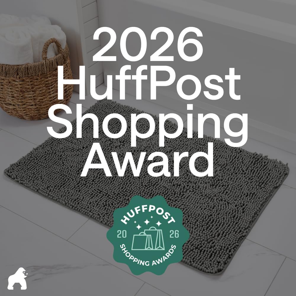 Bath Rug Mat 36x24, Thick Soft Absorbent Chenille, Quick Dry Microfiber Mats, Rubber Backing Washable Shower Floor