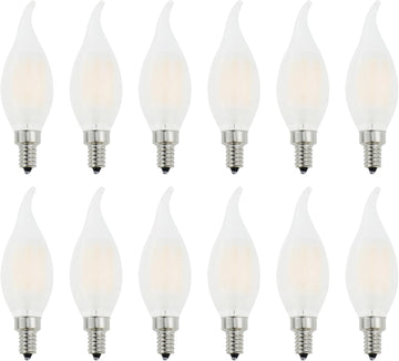 Frosted E12 Candelabra Bulb 60 Watt Dimmable,Flame Bent Tip Shape LED Chandelier Light Bulbs Soft White 3000k,6W B11