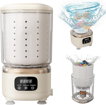Portable Mini Washing Machine, 2L USB Rechargeable 3000mAh with Spin Dry Basket, 3 Modes Blue Light Cleaning, Compact