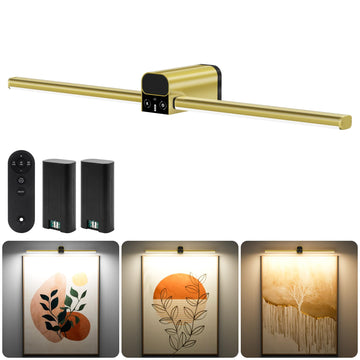 20 Inch Picture Light for Wall, 10000mAh Rechargeable Battery Operated Cordless LED Art Display Light with Remote &