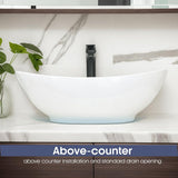 VIDA 23×15.2×7.7 inch Bathroom Vessel Sink, Modern Egg Shape Vanity Sink Above Counter Art Basin with Overflow