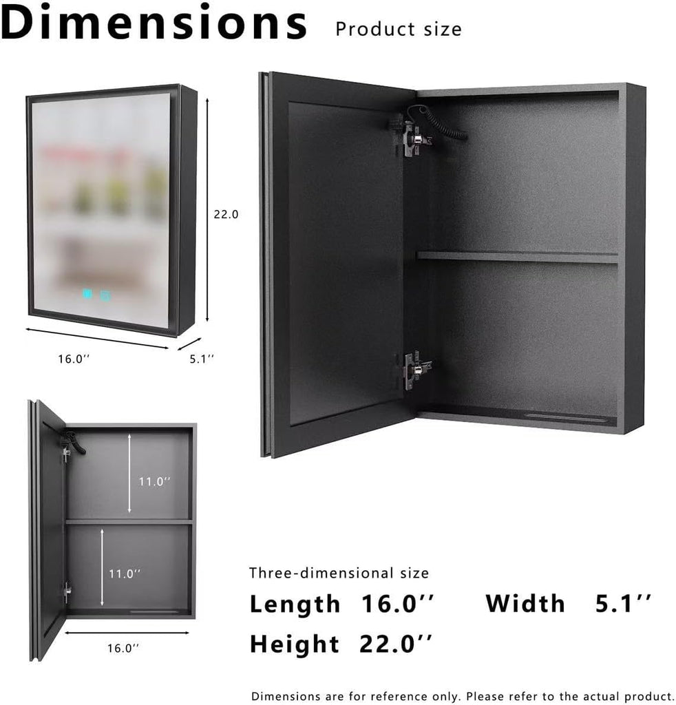 Mirror Medicine Cabinet with Storage,White led Lighted Bathroom Mirror Anti Fog smart Medicine Cabinet,wall Mounted