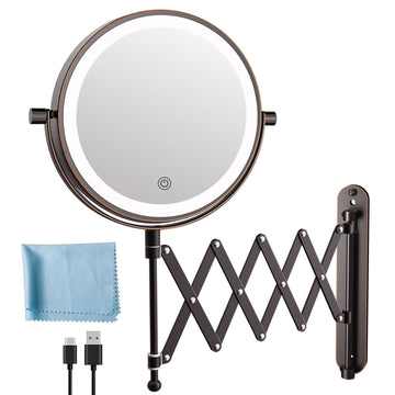8" Rechargeable Wall Mounted Makeup Mirror Double Sided Magnifying