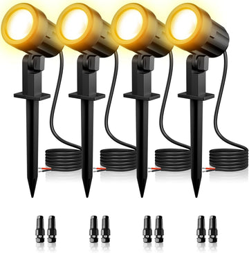 3W Low Voltage Landscape Lighting, 2700K Warm White, 4 Pack | LED Landscape Lights with Connectors, IP66 Waterproof