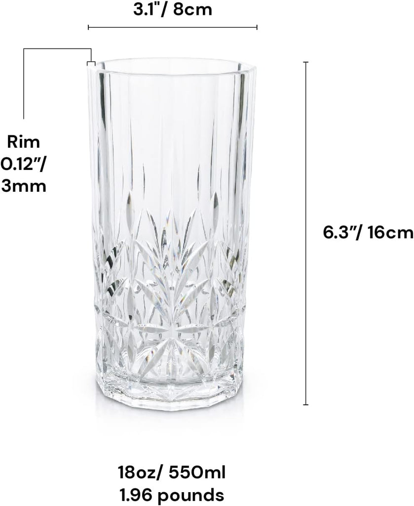 Shatterproof Tritan Plastic Tall Tumbler, Set of 4, 18oz - Myrtle Beach Drinking Glasses - Unbreakable Drinking