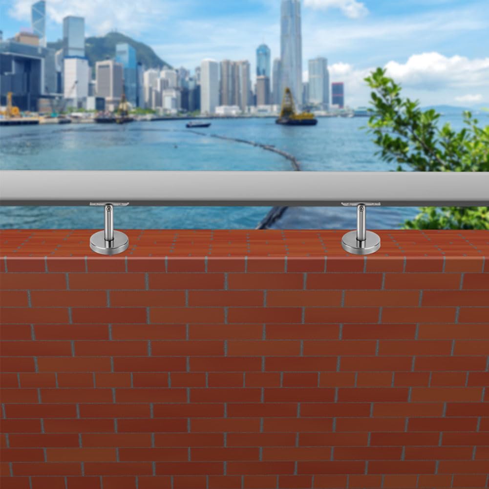 4pcs Adjustable 304 Stainless Handrail Brackets, Ground-Type Upright Column Support Bracket, Stairway Hardware Railing