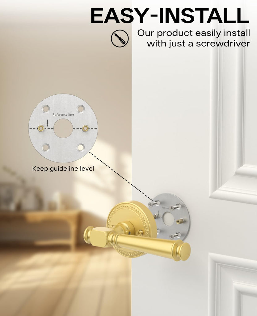2 Pack Brushed Gold Dummy Interior Door Handles