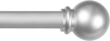 Chelsea Ball End Standard Decorative Window Curtain Rod, Brushed Nickel Finish, 5/8"