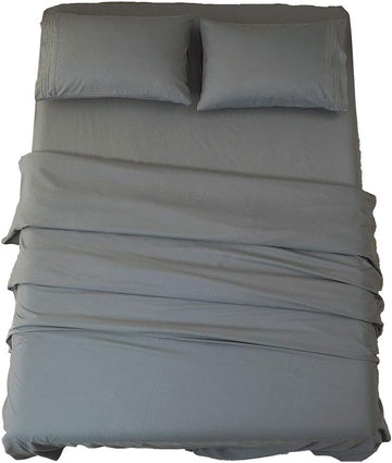 Bed Sheet Set Super Soft Microfiber 1800 Series Luxury Egyptian Sheets 16-Inch Deep Pocket Wrinkle and Hypoallergenic-4 Piece (Dark Grey)