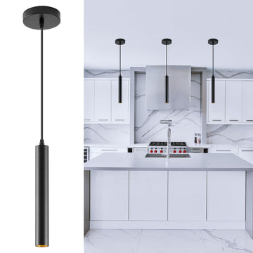 Modern LED Pendant Light, 10W Dimmable Ceiling Hanging Spotlight Fixture Black Minimalist Aluminum Pendant Lighting