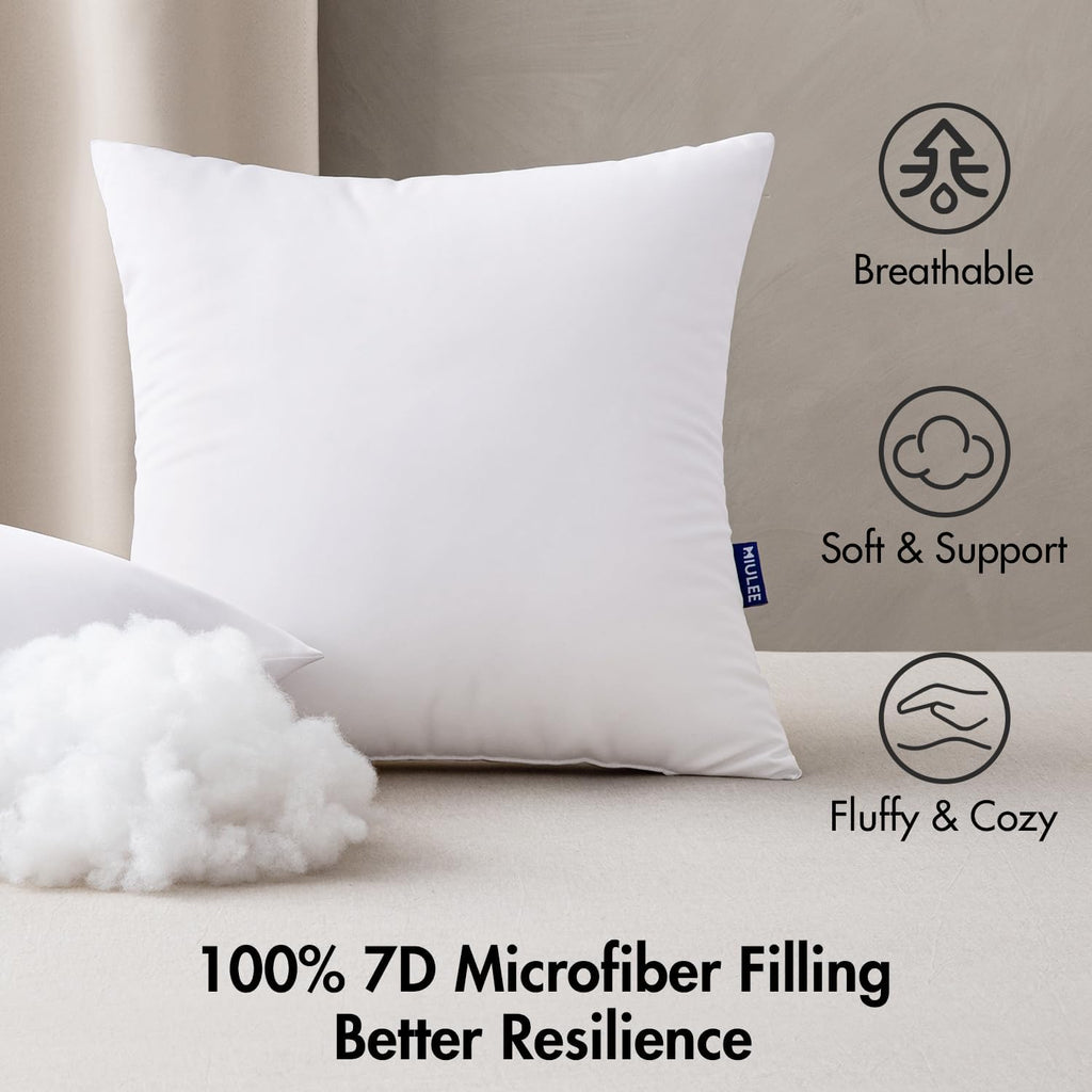18x18 Outdoor Pillows,Set of 4 Throw Pillows Waterproof,Soft Support Throw Inserts Decorative Water Resistant