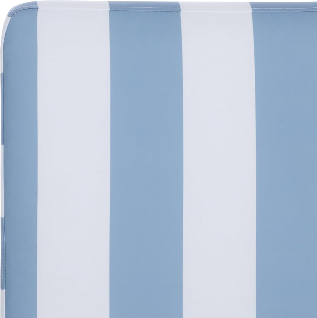 Outdoor Chaise Lounge Chair - Heather Tan & Baby Blue Stripe - Steel and Woven Rope - Adjustable 5-Position