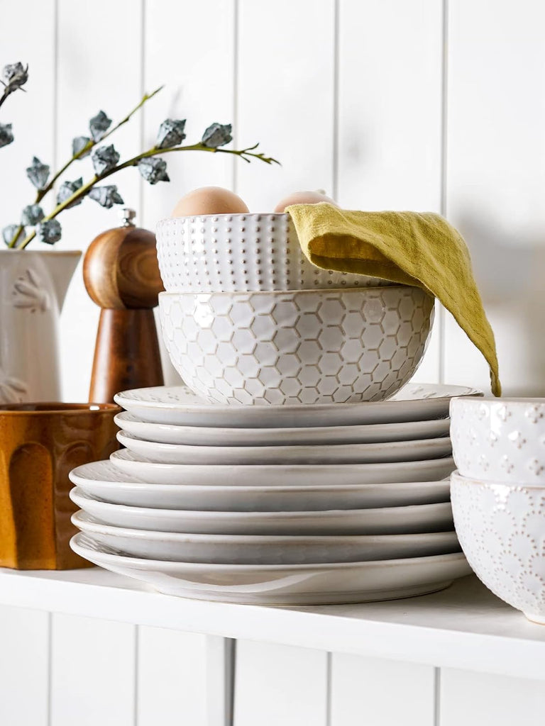 Plates and Bowls Sets for 4, 12 Piece Ceramic Dinnerware Sets, Modern Stoneware Kitchen Dish Set, Chip Resistant