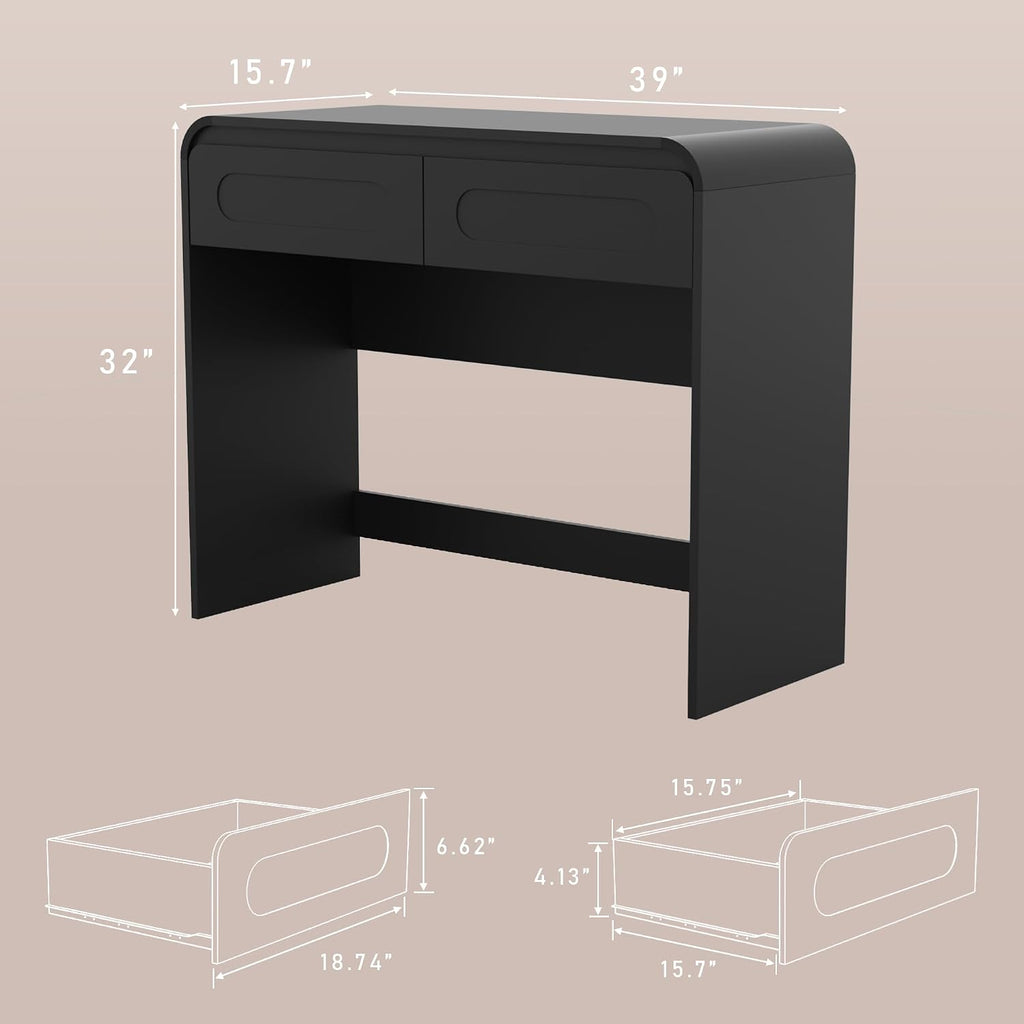 Vanity Desk, Makeup Vanity Desk with 2 Drawers and Storage Desktop Space | Modern Makeup Vanity Dressing Table with