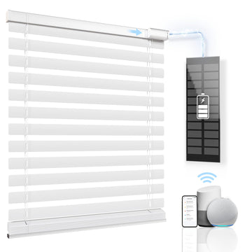 Motorized Blinds with Remote, Horizontal Blinds, White, "