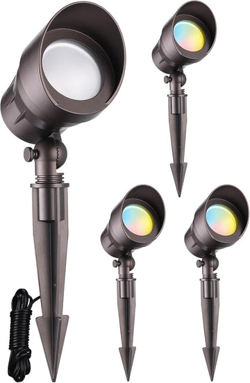 4-Pack 5CCT 5W 12-24V Low Voltage LED Spotlight Oil Rubbed Bronze | 1800K2700K3000K4000K5000K, Landscape Pathway