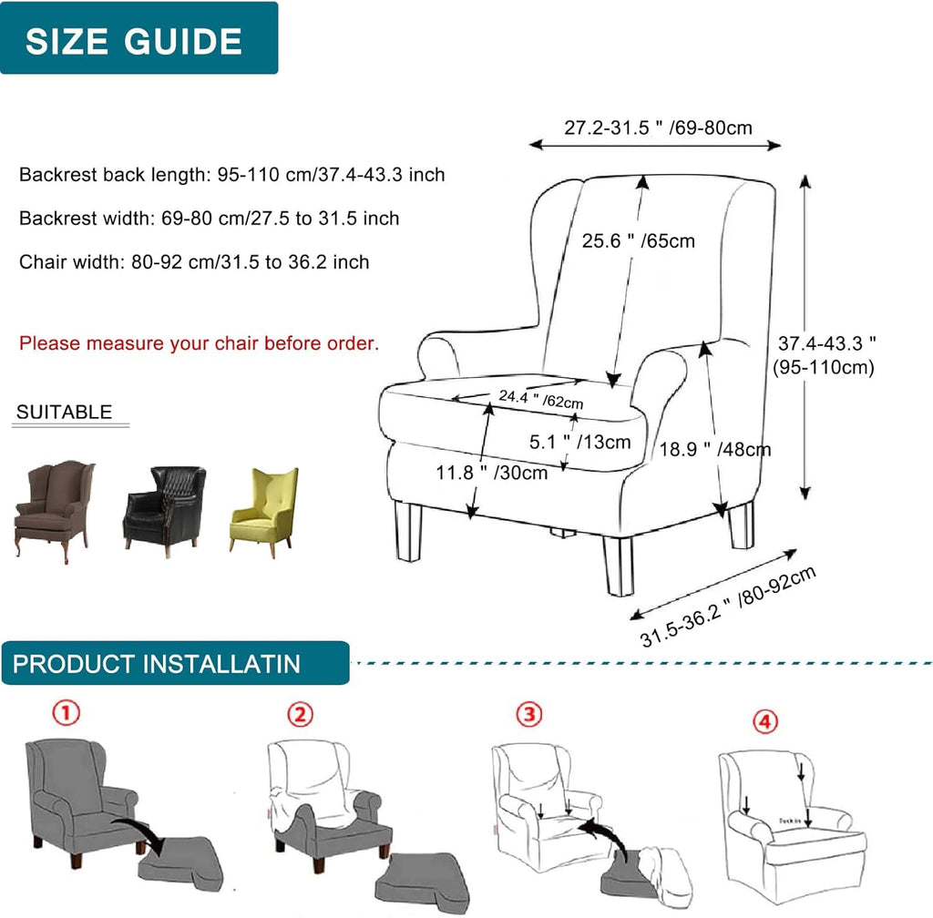 Wingback Chair Covers Stretch Armchair Slipcovers