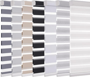 Custom Zebra Blinds for Windows, Cordless Zebra Blinds Custom Size, Blackout(85%) Custom Zebra Shades, Dual Layer